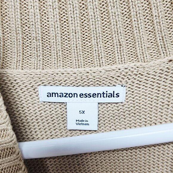 Beige Turtleneck Sweater Size 5X Womens Ribbed Knit Pullover - Picture 2 of 6